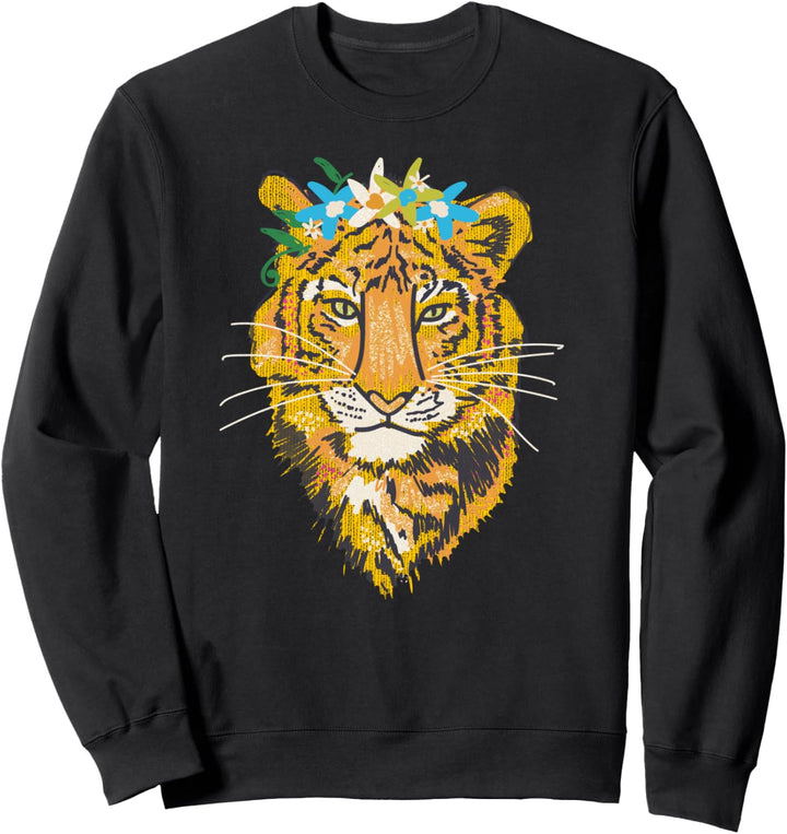Tiger Blumen-Krone Regenwald Dschungel Geburtstag Geschenk Sweatshirt