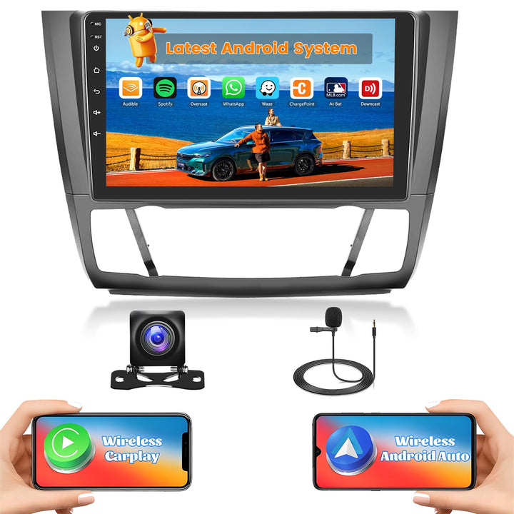 Hikity 2G+64G Autoradio Android 15 für BMW 1 Series E81 E82 E87 E88 2008-2012 mit 9-Zoll-Touchscreen