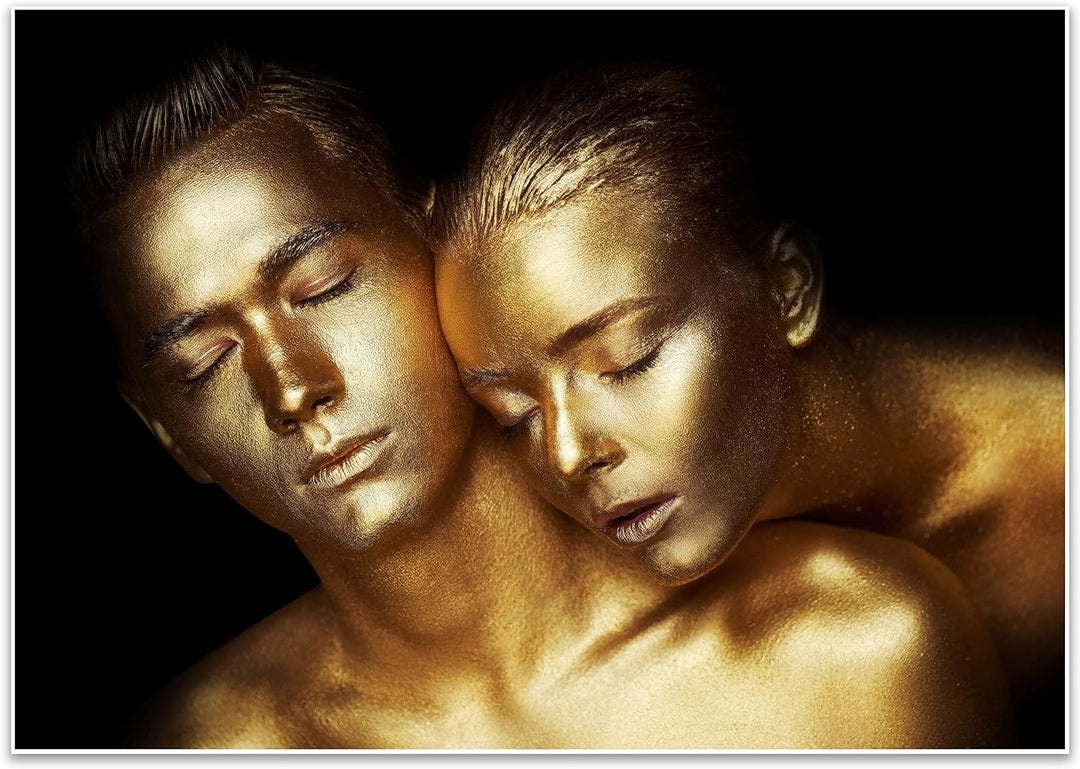 wandmotiv24 Poster als Wanddeko, Grösse Din A1, Gold Collection, sinnliches Paar in Gold, Models, Gl