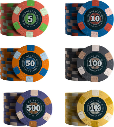 Bullets Playing Cards - Pokerkoffer Richie Deluxe Pokerset mit 500 Keramik Pokerchips mit aufgedruck