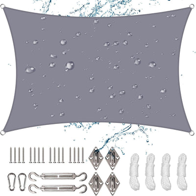 NAKIHOUSE Sonnensegel Wasserdicht mit Befestigungs Kit, 2 x 3 m UV Schutz Sonnenschutz Segel für Gar