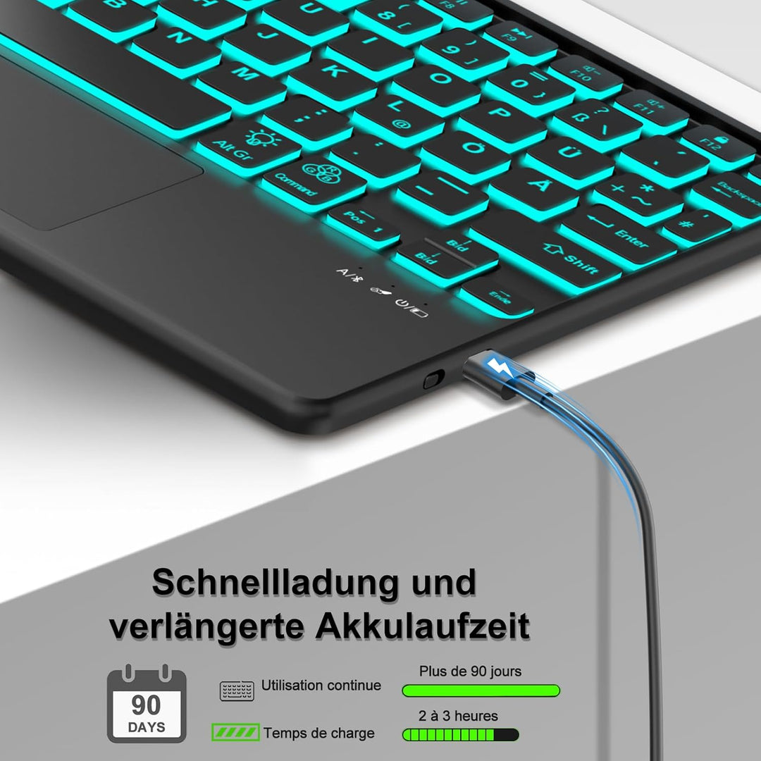 Tastatur mit Touchpad für Samsung Galaxy Tab A11 Plus/A9 Plus 11 Zoll 2025&2023, Hülle mit QWERTZ De