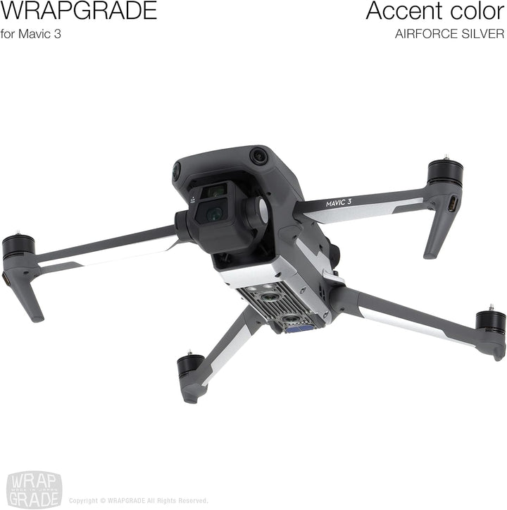 WRAPGRADE Skin Kompatibel mit Mavic 3 / Mavic 3 Classic | Accent Color (AIRFORCE SILVER), Airforce S
