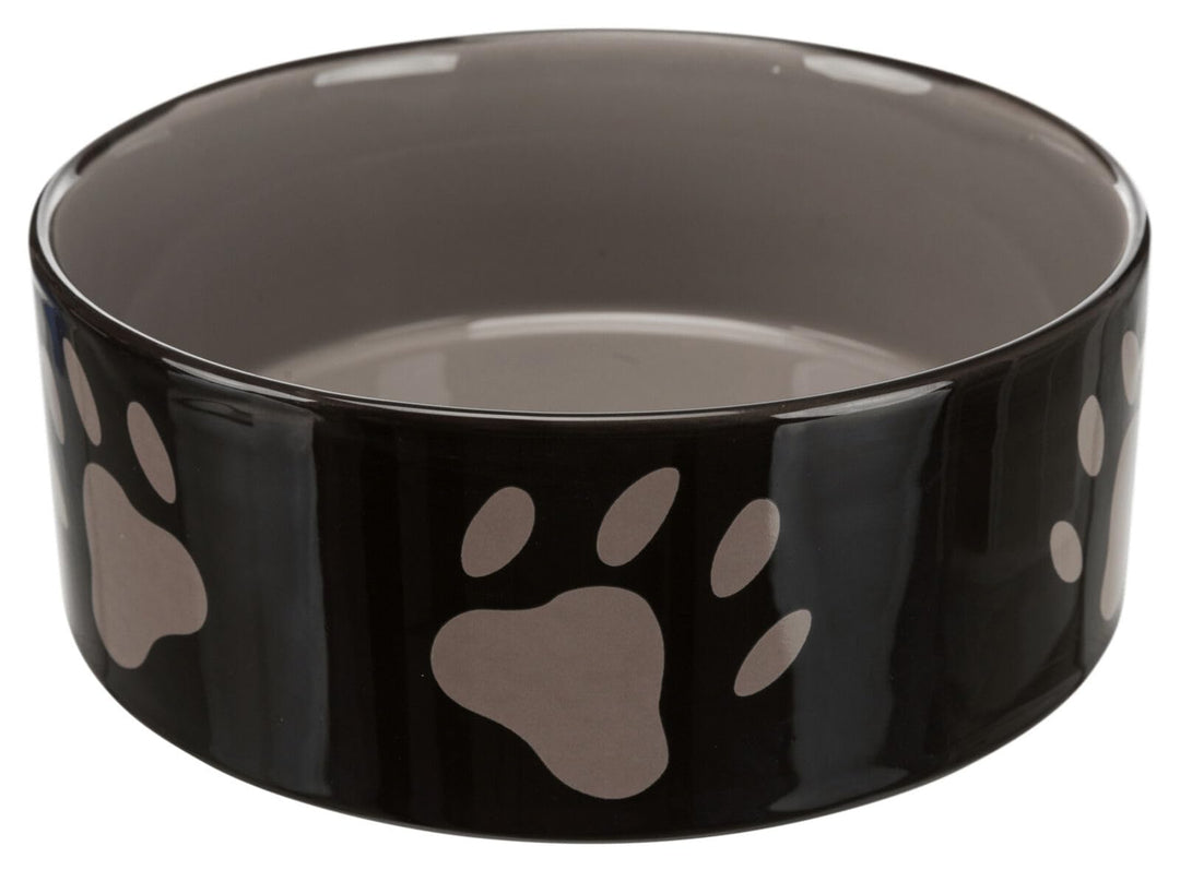 Trixie 24533 Keramiknapf mit Pfoten, 1,4 l/ø 20 cm, Sortierte Farbe (braun oder taupe) Sortierte Far