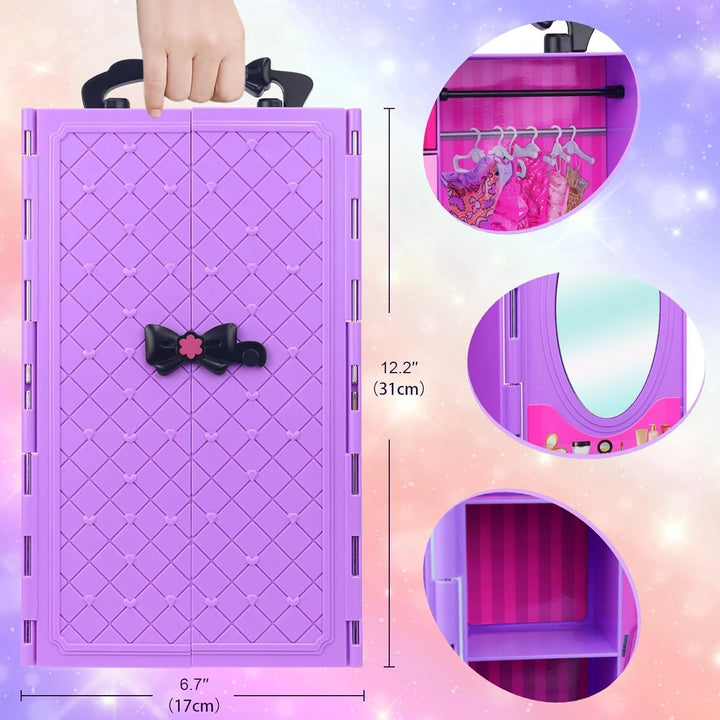 79 Stück Kleidung und Zubehör mit kleiderschrank für Puppen 29cm und 11,5 Zoll Beinhaltet Hochzeitsk