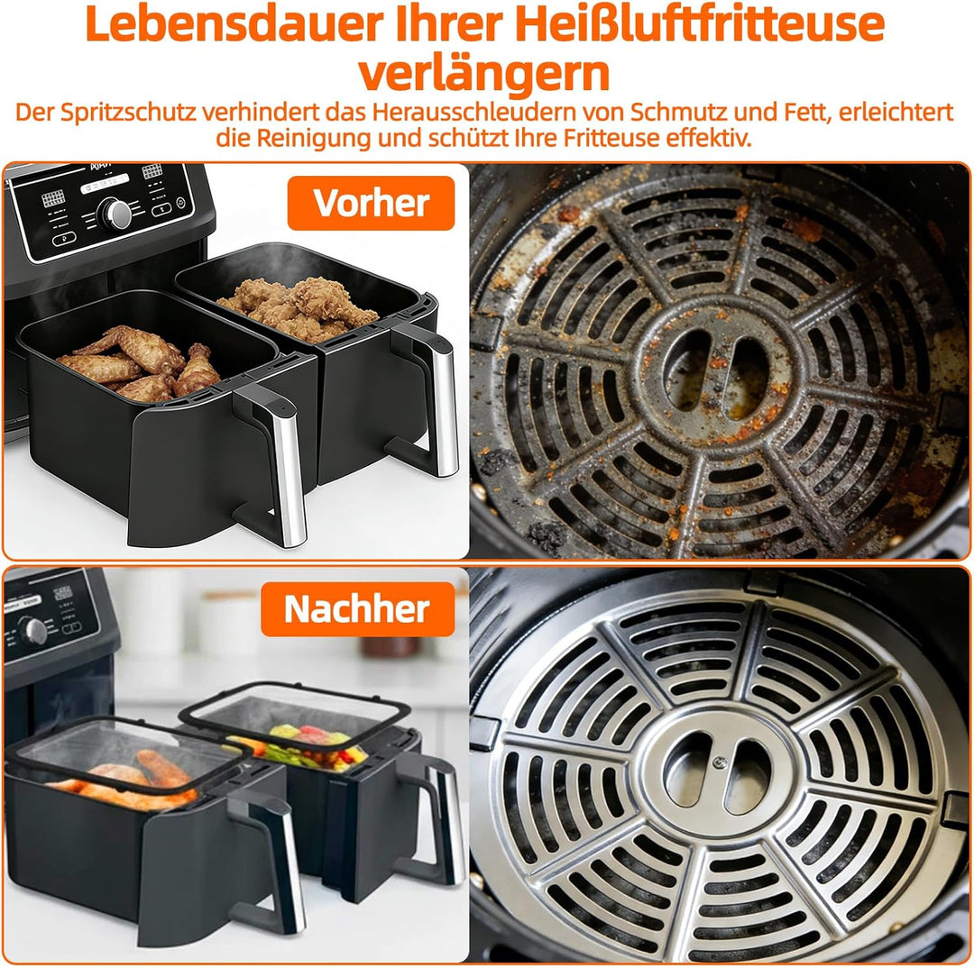 2 Stück Magnetischer Spritzschutz für Ninja Foodi Max Dual Zone Heissluftfritteuse AF400EU 9,5 L, Sp