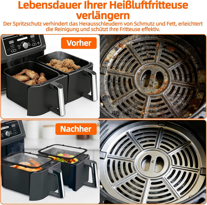 2 Stück Magnetischer Spritzschutz für Ninja Foodi Max Dual Zone Heissluftfritteuse AF400EU 9,5 L, Sp