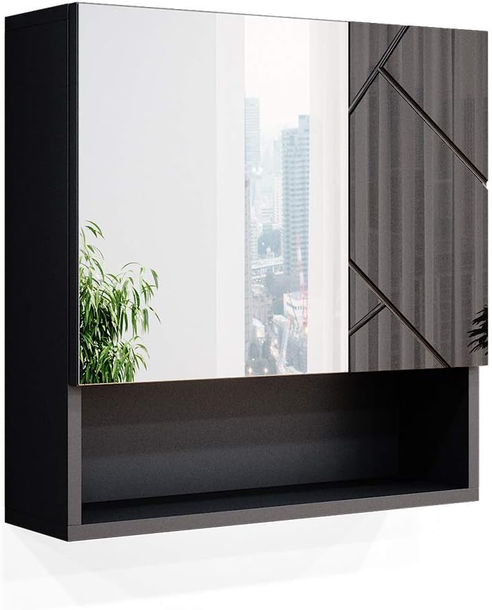 Vicco Bad Spiegelschrank Irma, Anthrazit Hochglanz, 54 x 55 cm