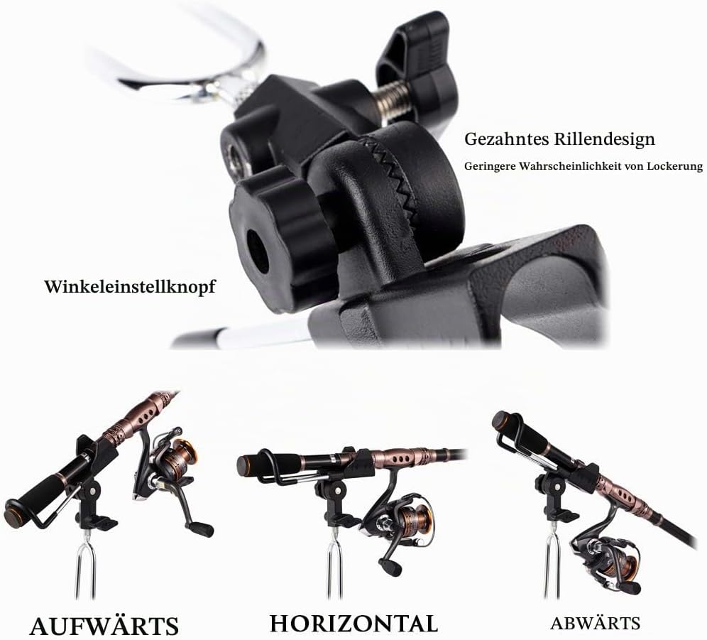 Croch 2 x Rutenhalter 360° Verstellbar Hallter für Angelruten Edelstahl Stark und Stabil Nue Version