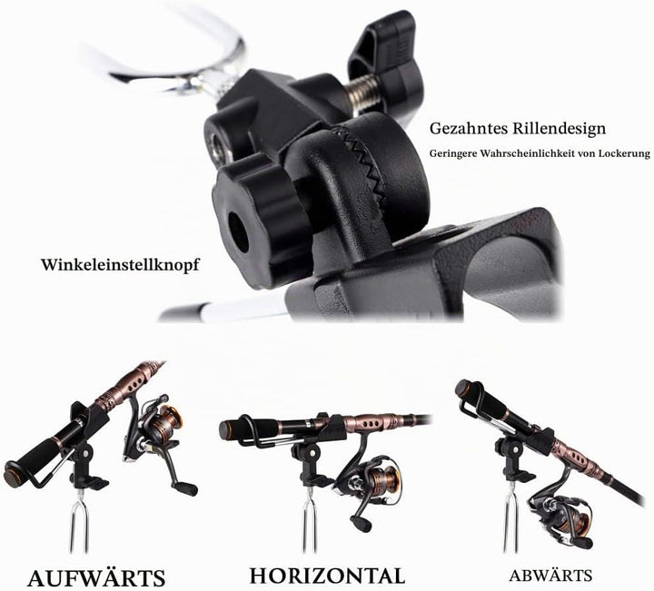 Croch 2 x Rutenhalter 360° Verstellbar Hallter für Angelruten Edelstahl Stark und Stabil Nue Version