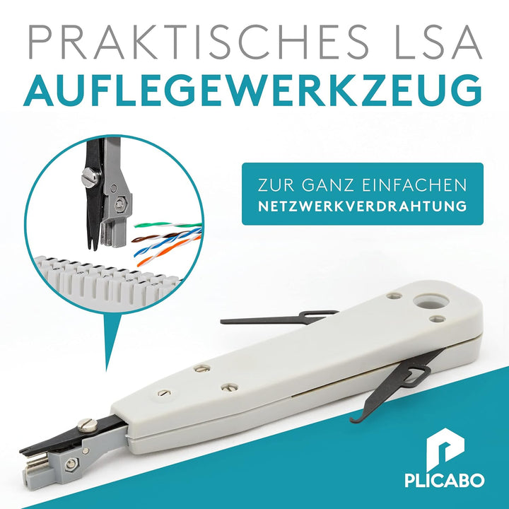 PLICABO | 17 in 1 Profi Netzwerk Werkzeug Set, AUCH GESCHIRMT, Netzwerktester Tool Set, LSA Auflegew