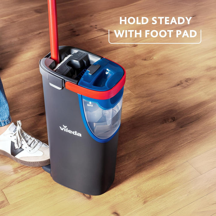 Vileda Bodenwischer Reinigungsset H2PRO Flat Mop Stiel Zweitanksystem Wischer