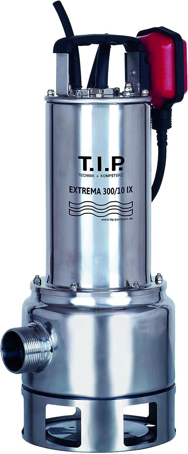 T.I.P. Schmutzwasser Tauchpumpe - Baupumpe Edelstahl (19.500l/h Fördermenge, 10,5m Förderhöhe, 1,05b