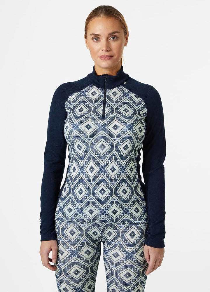Helly Hansen Damen Lifa Merino Midweight Graphic 1/2 Funktionsshirt Marine 2.0 XS, Marine 2.0 XS