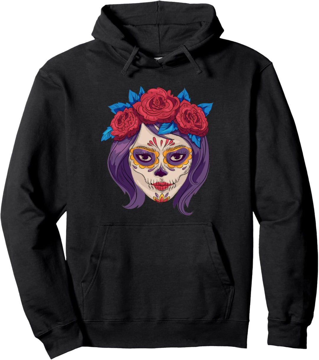 Tag der Toten. Rosen Zucker Totenkopf Dia de Muertos Pullover Hoodie
