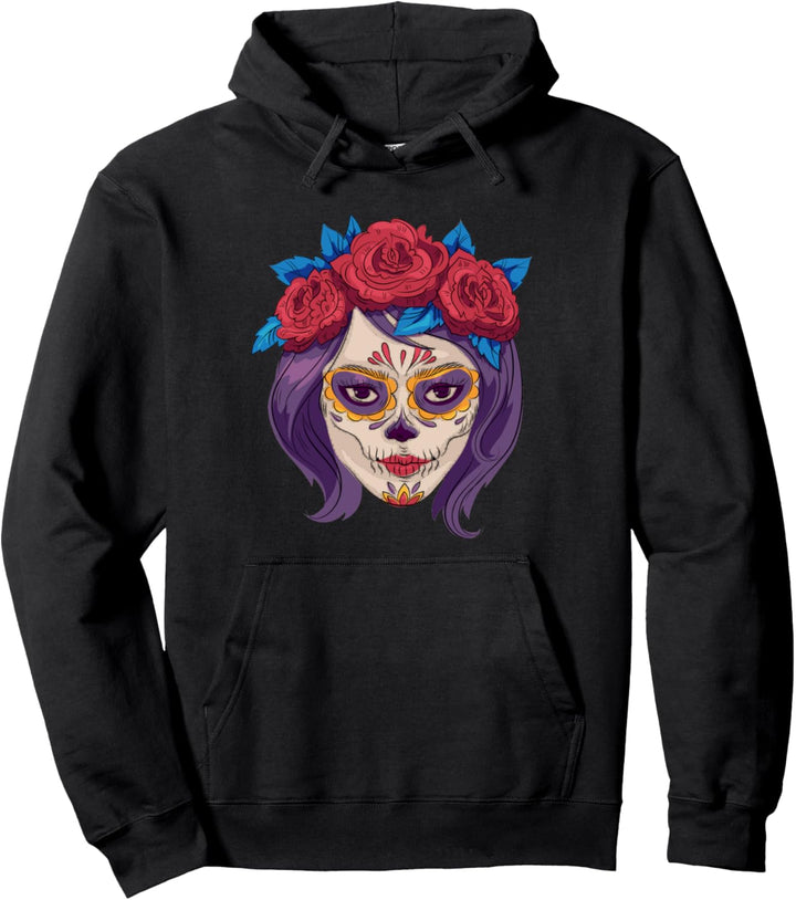 Tag der Toten. Rosen Zucker Totenkopf Dia de Muertos Pullover Hoodie