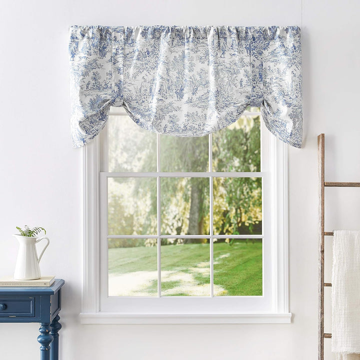 Ellis Curtain Victoria Park Toile Raffgardine für Fenster, Blau H61 x B152.4 cm (1er Pack) Blau, H61
