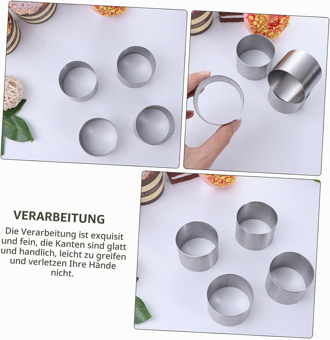 YARNOW 8 Stück Mousse Ringe Dessertring Set Speisering Mini Tortenring Kleine Kuchenform Dessert Sch