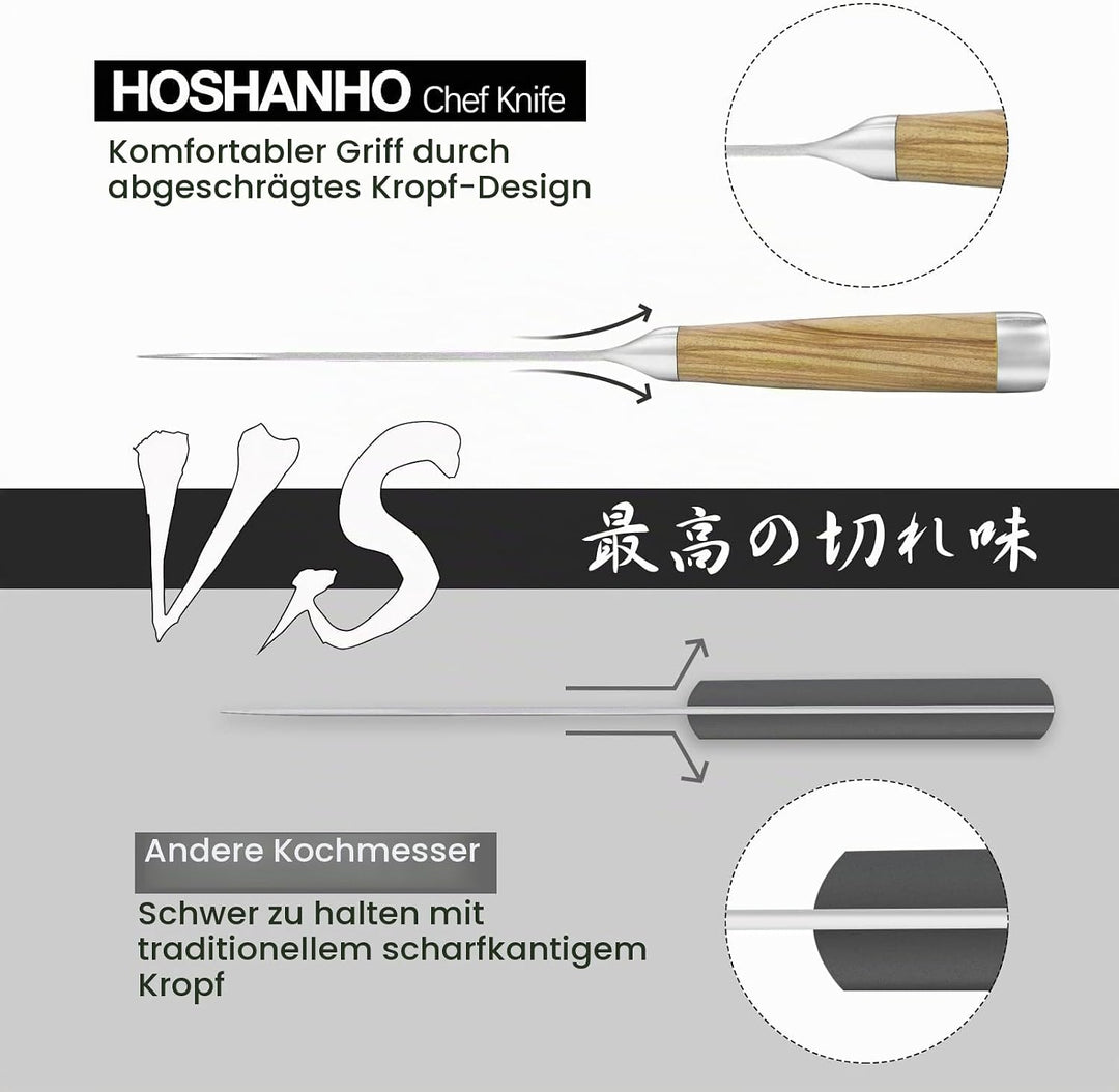 HOSHANHO Damastmesser Küchenmesser 20cm, 67 Schichten Damaststahl Kochmesser, Extra Scharfes Japanis