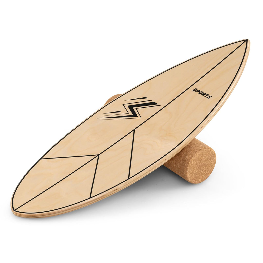 COSTWAY Balance Board mit Korkrolle, 77 cm Wackelbrett in Blattform, Gleichgewichtstrainer aus FSC-z