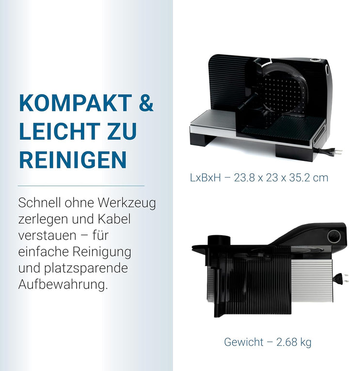 EUREL RS72 Allesschneider Elektrisch Schwarz – Brotschneidemaschine, 170 mm Edelstahlklinge, 0–15 mm