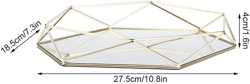 MAGT Goldenes Spiegeltablett, Aufbewahrungstablett aus Glas, dekorativ, Aufbewahrungstablett aus Gla