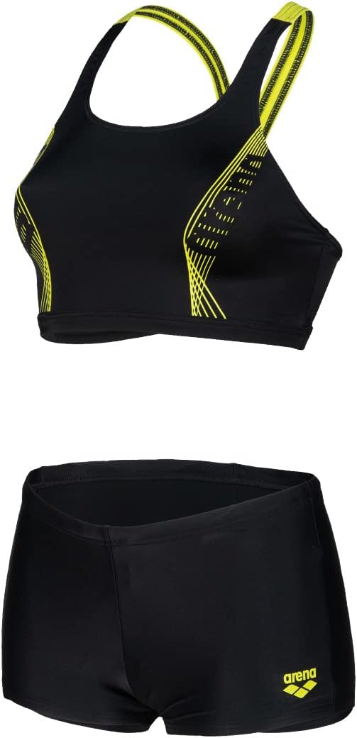 ARENA Damen Women's Bikini Energy Back Graphic Bikinis (1er Pack) 34 Black-soft Green, 34 Black-soft