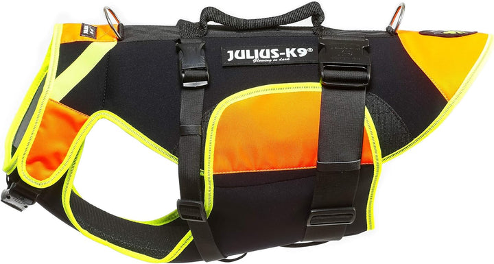 Julius-K9, IDC Multifunktionale Hundeweste 3in1, Grösse: L, Schwarz und UV Orange L Schwarz und Neon
