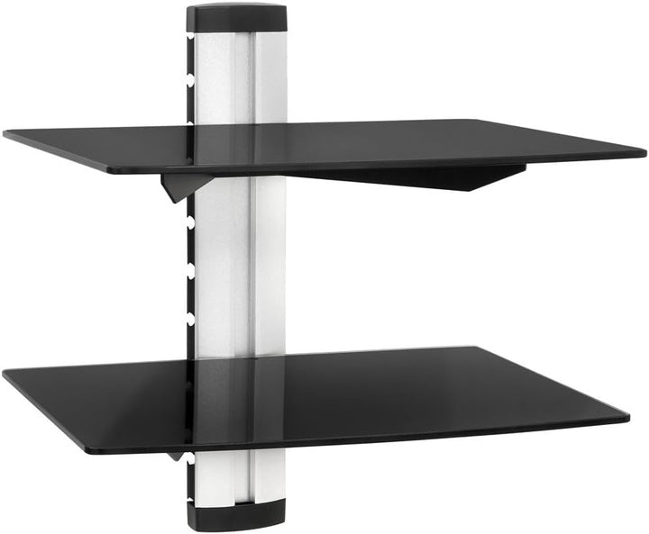 tectake® TV Wandregal, schwebendes Regal, 2X Sicherheitsglas Regalbrett für DVD Player, Receiver, Be