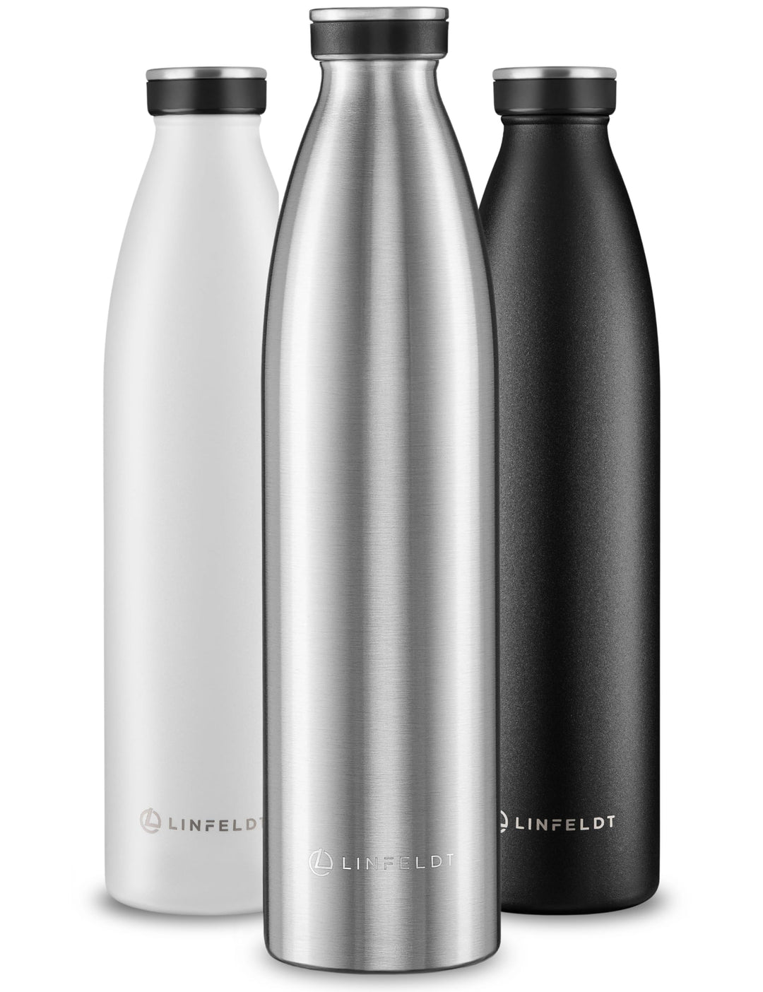 LINFELDT 1L Trinkflasche Edelstahl Isoliert 24H Auslaufsicher + Sprudel - 1000ml Wasserflasche geign