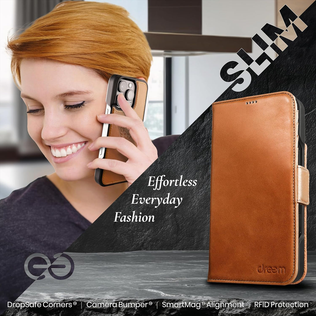 Dreem Fibonacci kompatibel mit iPhone 15 Pro Max Brieftaschen-Etui / 2-in-1 stossfestes Etui und abn