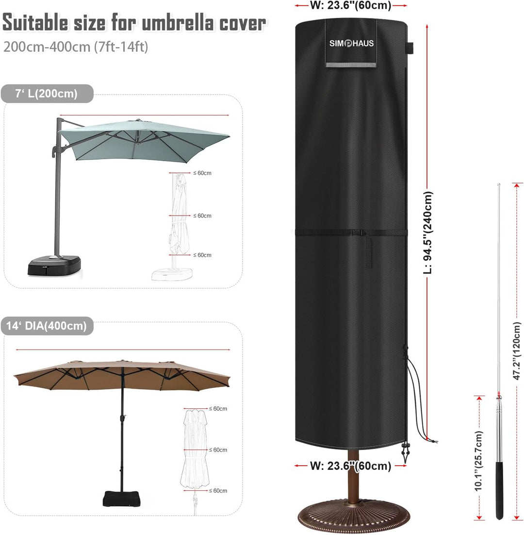 SIMPHAUS Sonnenschirm Schutzhülle Ampelschirm Abdeckung Schirm Hülle Sonnenschirm Abdeckung Wasserdi