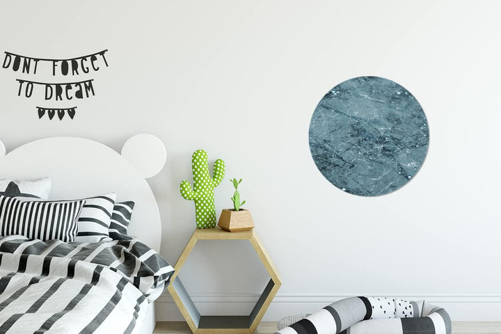 Wandbild Rund Wanddeko Deko Wohnzimmer Bilder 30x30 cm Marmor - Blau - Muster, 30x30 cm