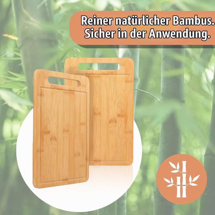 2 Stück Graviertes Bambus Schneidebrett Holzbrett Küche Holzbretter, Holzschneidebrett, Schneidbrett