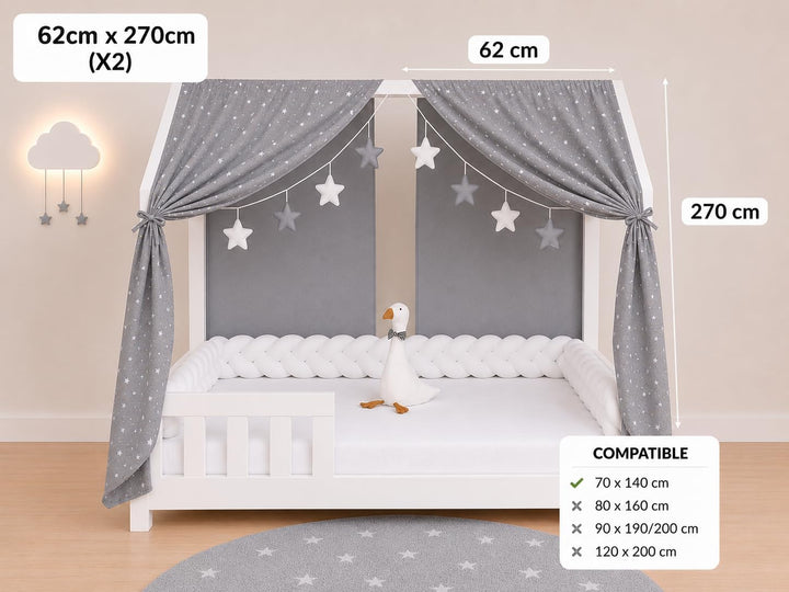 YellowNest Hausbett Himmel (2er Pack) - 100% Baumwolle - Betthimmel Hausbett aus Musselin (2er Pack)