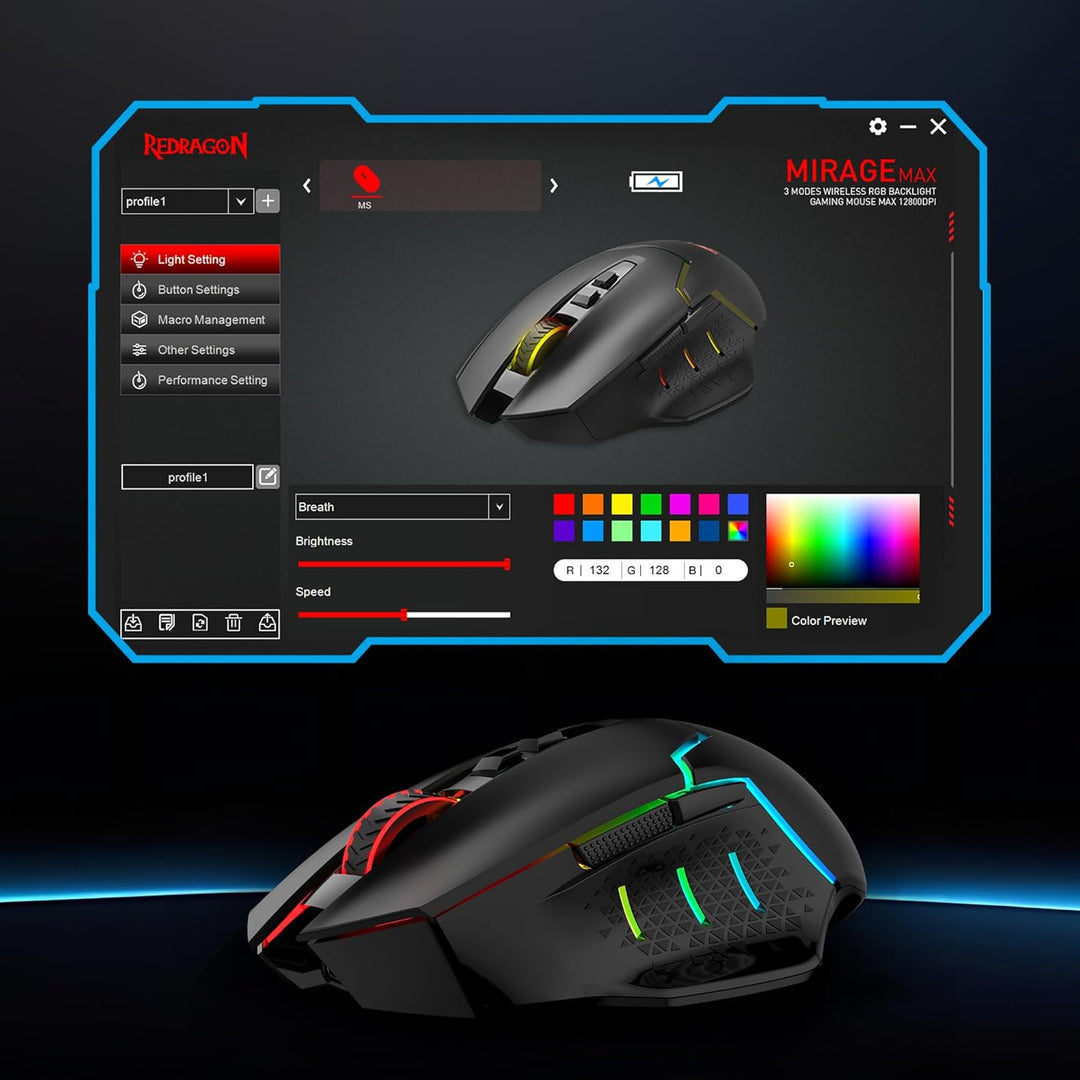 Redragon M690 3-Modus Wireless Gaming Maus 8000 DPI Kabelgebundene/Kabellose Gamer Maus mit Schnellf