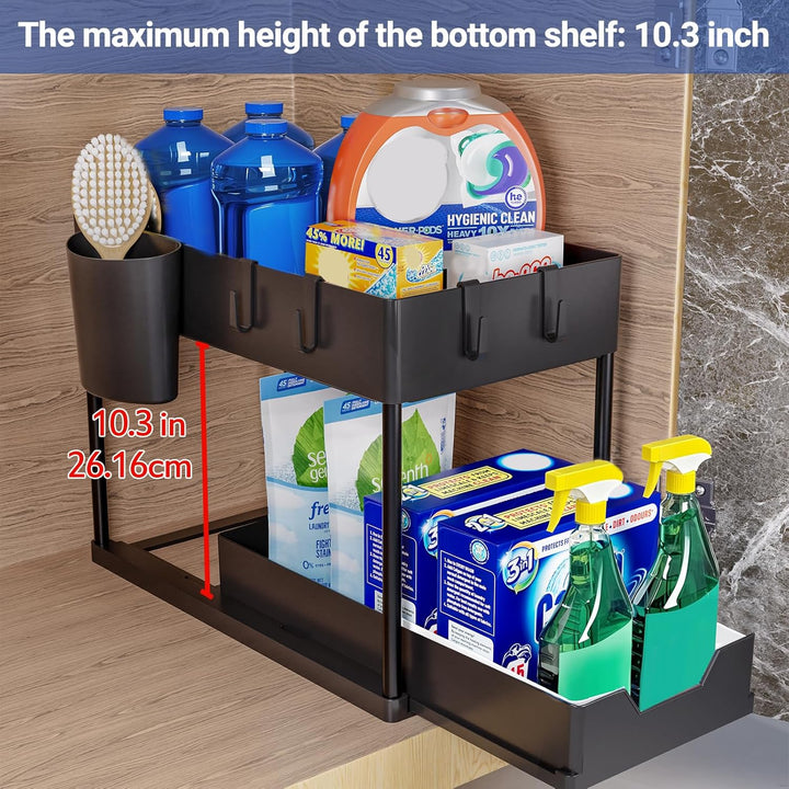 Puricon 3 Stück Ausziehbar Unter Waschbecken Regal, 2 Etagen Standregal Küche Arbeitsplatte Regal Or
