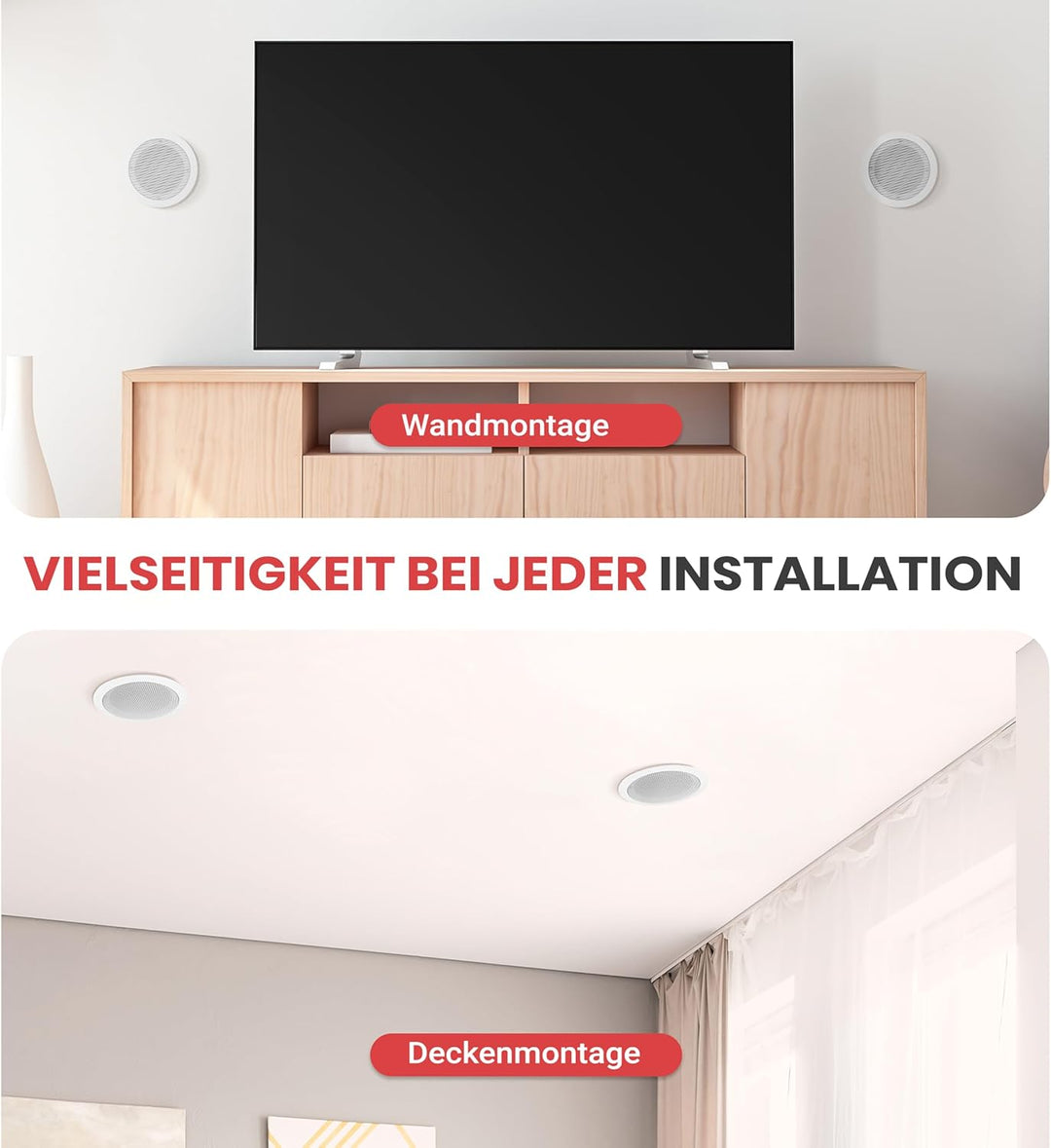 PYLE AUDIO INC PDIC81RD 8 Zoll 2-Wege-Flush Mount Unterputzkabel Einbau-Lautsprecher zur Montage an