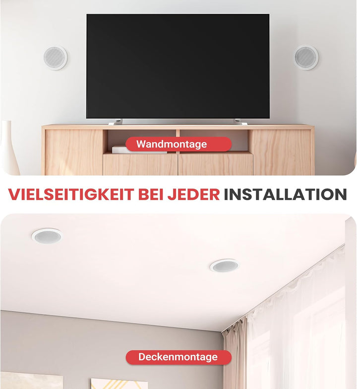 PYLE AUDIO INC PDIC81RD 8 Zoll 2-Wege-Flush Mount Unterputzkabel Einbau-Lautsprecher zur Montage an