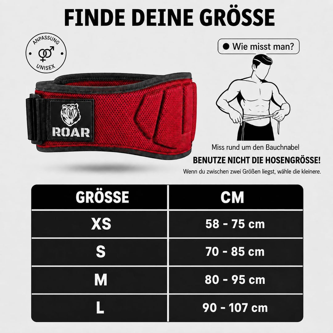Roar® Gewichthebergürtel Herren und Damen, Lifting Belt for Gym, Powerlifting Gürtel Gewichtheben, W