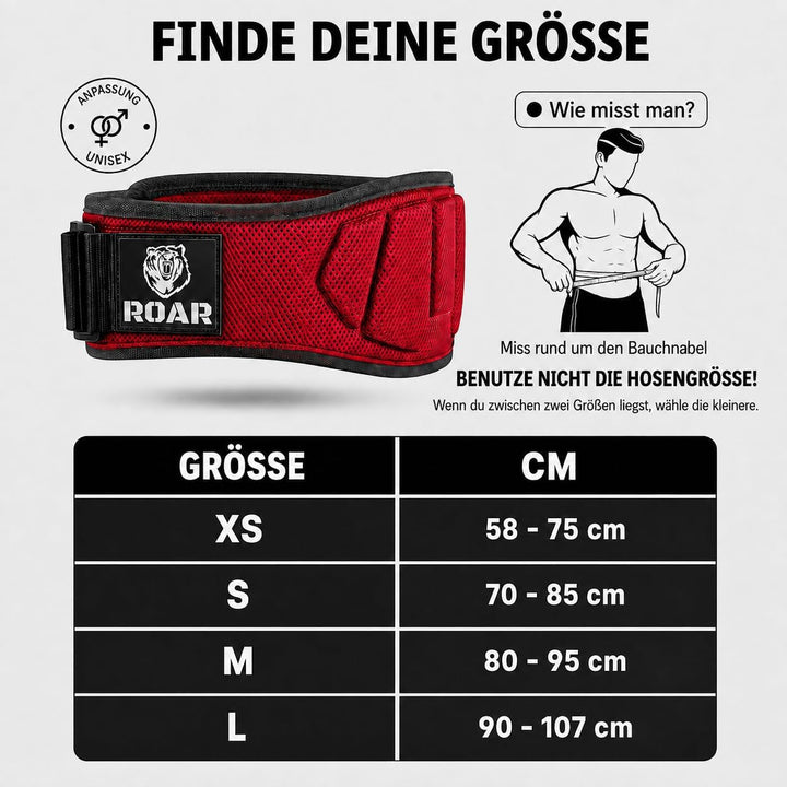 Roar® Gewichthebergürtel Herren und Damen, Lifting Belt for Gym, Powerlifting Gürtel Gewichtheben, W