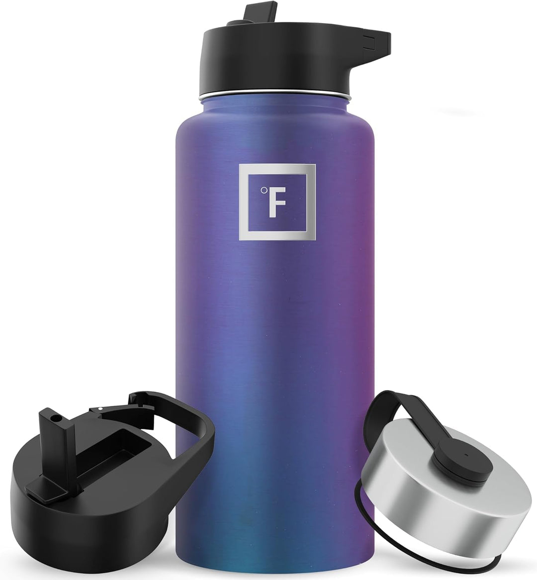 Iron Flask Sport-Wasserflasche – 900 ml, 3 Deckel (Strohdeckel), auslaufsicher, vakuumisolierter Ede