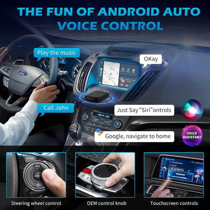 2 IN 1 Wireless Android Auto & Carplay Wireless Adapter, Convert Wired to Wireles s Carplay Dongle,