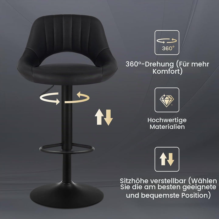 EUGAD 0666BY-2 2X Barhocker Designer Hocker Tresenhocker Bistrohocker 360° drehbar stufenlos höhenve