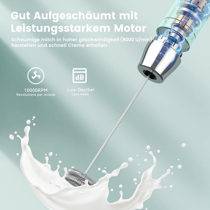 Maestri House Wiederaufladbarer Milchaufschäumer, Tragbarer Elektrischer Schaummacher aus Edelstahl,