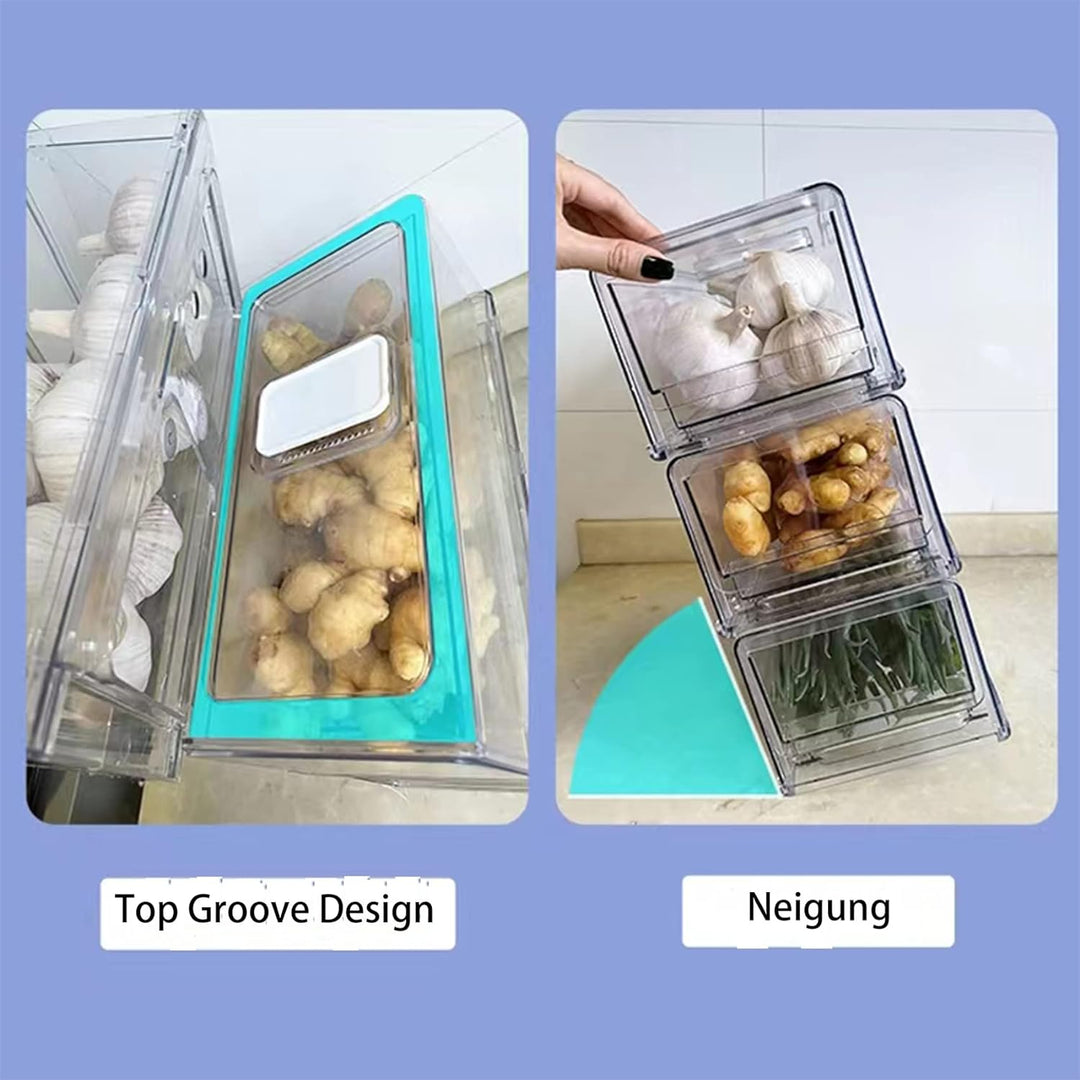 YekouMax Fridge Organizer, Fridge Drawers with Handle, Stackable Transparent Container for Kitchens,