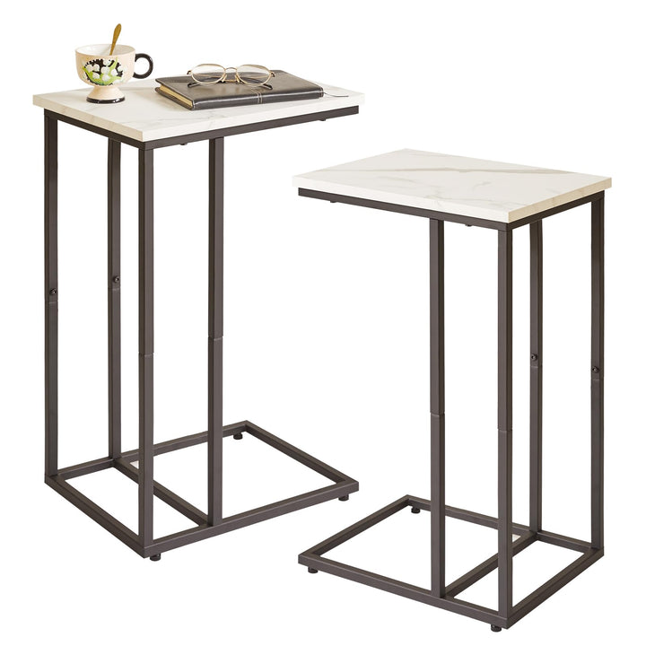 Aibiju 2 Stücke C-Form Beistelltisch, Betttisch Laptoptisch, Couchtisch Klein, Nachttisch Modern, We