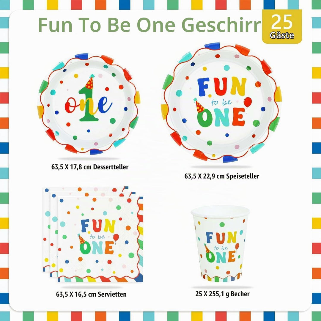 Heboland Pappteller Kindergeburtstag bunt Polka Dot Design Partygeschirr Set Geburtstag 125pcs Pappt