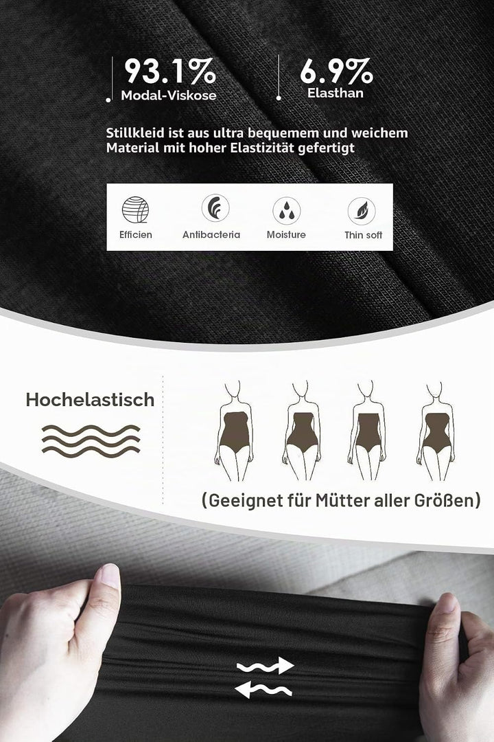 Smallshow Ärmelloses Patchwork-Umstandskleid mit Taschen für Frauen S Schwarz-wein, S Schwarz-wein