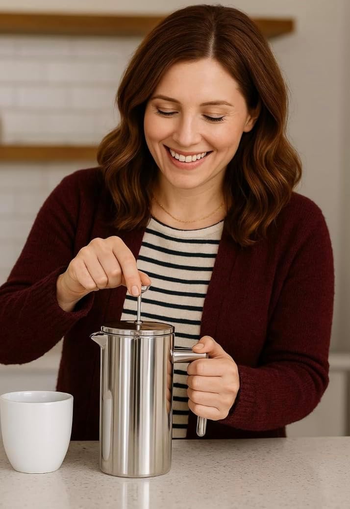 VIA CREMA FRENCH PRESS 800/1000ml Glass/Stainless steel (Edelstahl, 800ML /27OZ) 800ML /27OZ Edelsta